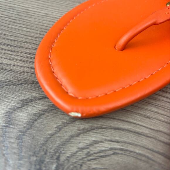 Coach Jeri Thong Sandals Women's Size 8 Orange Leather Logo Flats G4910 - Picture 15 of 16